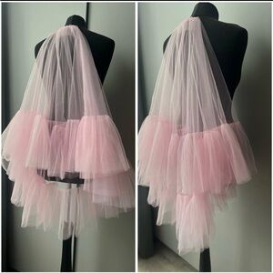 Soft Pink Tiered Tulle Veil